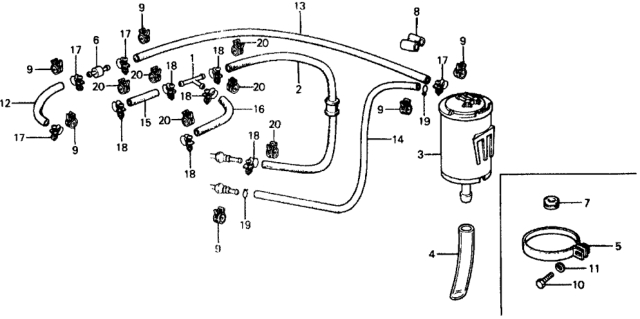 1975 Honda Civic Hose, Fuel Feed Diagram for 16874-659-010