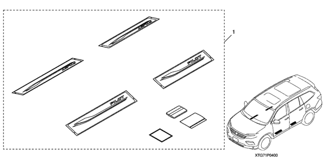 2020 Honda Pilot 5 Door TRG (AWD) KA 9AT Door Sill Protective Film Diagram