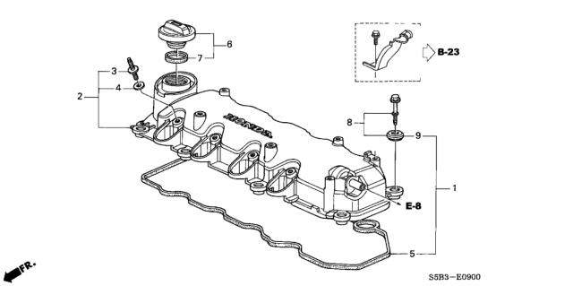 2003 Honda Civic 4 Door MX (HYBRID) KL CVT Cylinder Head Cover Diagram