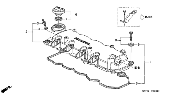 2004 Honda Civic Cylinder Head Cover Diagram