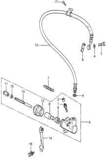 1981 Honda Accord Hose, Clutch Diagram for 46960-671-674