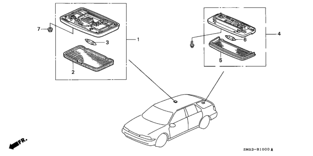 1991 Honda Accord Light Assembly, Rear Roof (Lofty Blue) Diagram for 34260-SM5-003ZC