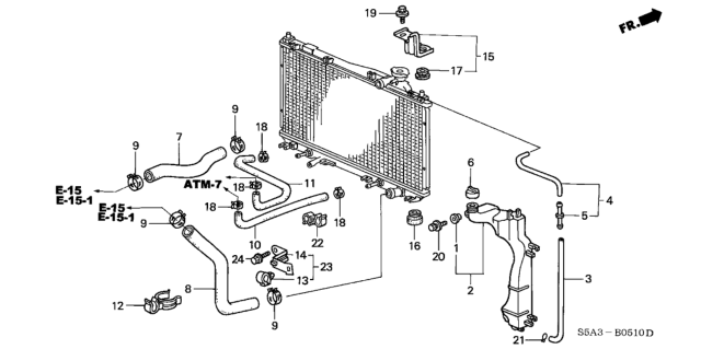 2002 Honda Civic Hose (535MM) (ATf) Diagram for 25212-PLM-033