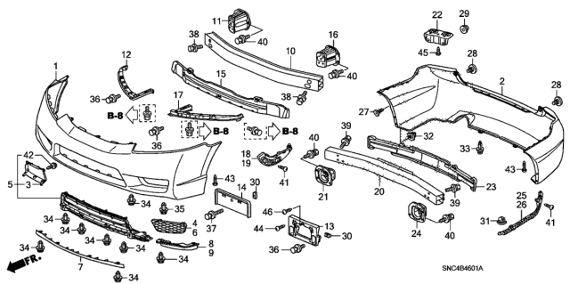 2011 Honda Civic Face, Rear Bumper (Dot) Diagram for 04715-SNA-A90ZZ