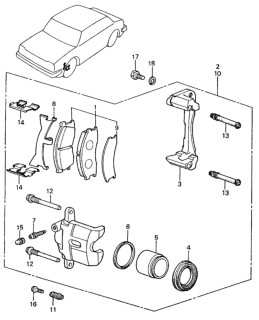 1982 Honda Civic Bush, Caliper Diagram for 45236-692-671