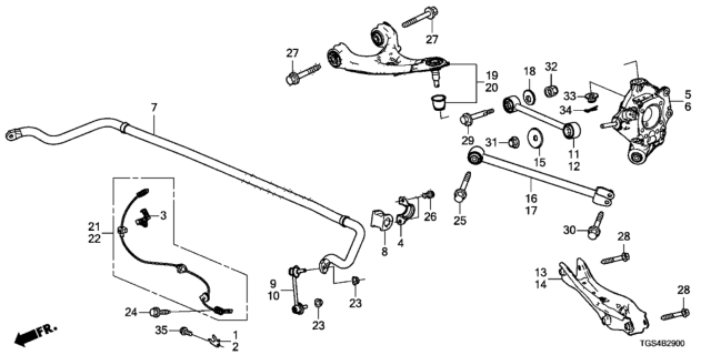 2020 Honda Passport Knuckle Complete Right Rear Diagram for 52210-TGT-A00