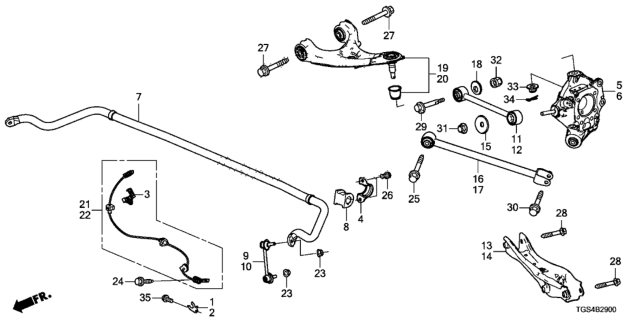 2020 Honda Passport 5 Door EXL (2WD) KA 9AT Rear Lower Arm Diagram