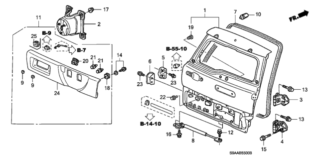 2006 Honda CR-V Garnish Assy., Tailgate (Lower) Diagram for 74890-S9A-N01