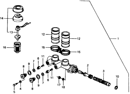 1976 Honda Civic Master Cylinder Assembly Diagram for 46100-663-672