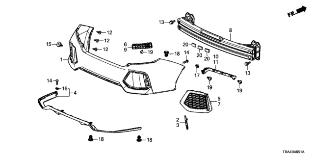 2017 Honda Civic Rear Bumper Diagram