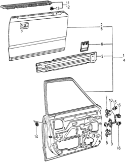 1983 Honda Civic Panel, L. FR. Door Diagram for 75150-SA8-672ZZ