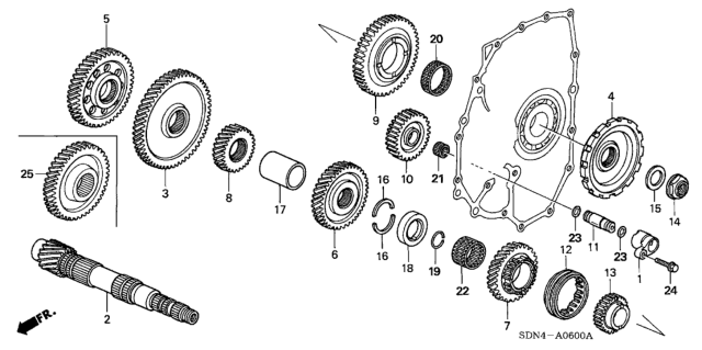 2006 Honda Accord Gear Set,Parking Diagram for 23010-PRP-305