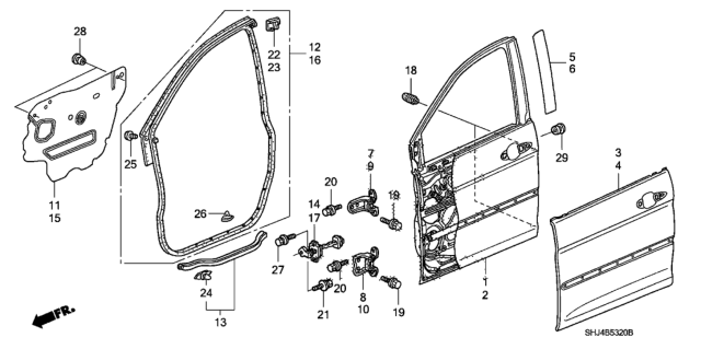 2006 Honda Odyssey Hinge, Right Front Door (Upper) Diagram for 67410-SHJ-A01ZZ