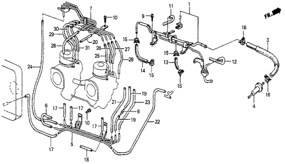 1987 Honda Prelude 2 Door DX KA 5MT Fuel Lines Diagram