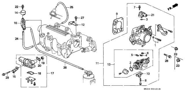 1994 Honda Civic 3 Door SI (ABS) KA 5MT Throttle Body Diagram