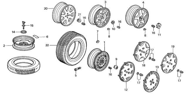 2000 Honda Civic Disk, Aluminum Wheel (15X6Jj) (Hitachi) Diagram for 42700-S02-A21