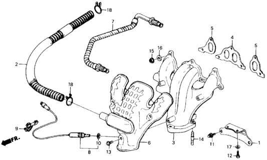 1989 Honda Accord Manifold, Exhuast Diagram for 18100-PH4-000