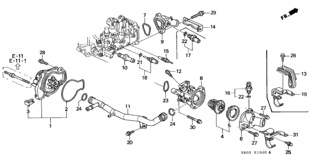 1998 Honda Odyssey 5 Door LX (6 SEATS) KA 4AT Water Pump - Sensor Diagram