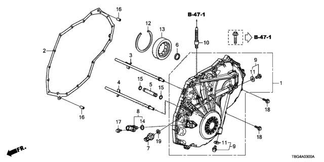 2018 Honda Civic AT Left Side Cover Diagram