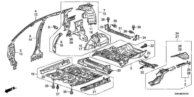 2009 Honda CR-V Sill, L. FR. Inside Diagram for 65190-SXS-A00ZZ