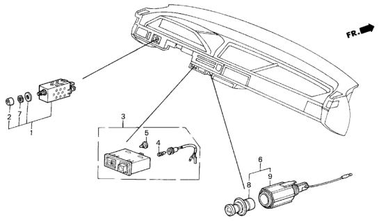 1987 Honda Civic Switch Assembly, Rear Defroster Diagram for 35500-SB2-672