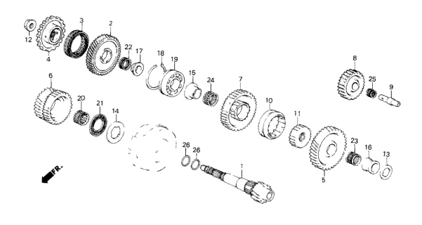 1985 Honda CRX 2 Door DX KA 3AT 3AT Countershaft Diagram