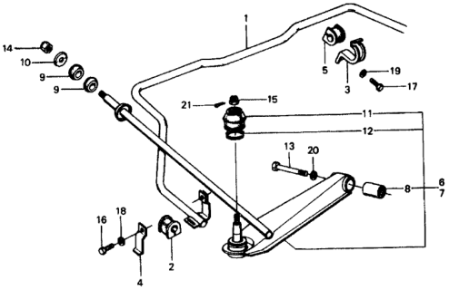 1975 Honda Civic Stabilizer Spring - Front Lower Arm Diagram