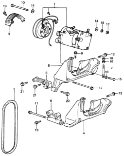 1982 Honda Civic A/C Bracket - Compressor Diagram