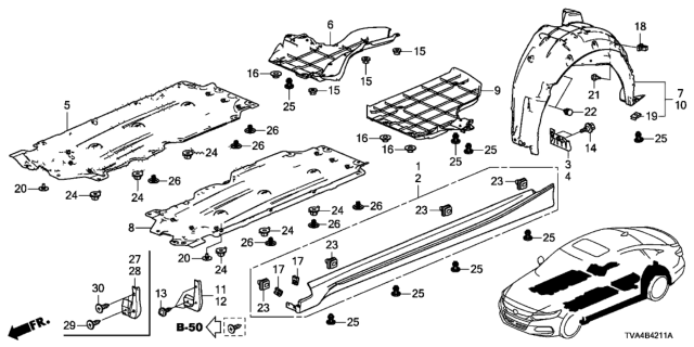 2019 Honda Accord Garnish Assy., L. Side Sill *B575P* (STILL NIGHT PEARL) Diagram for 71850-TVA-A01ZJ