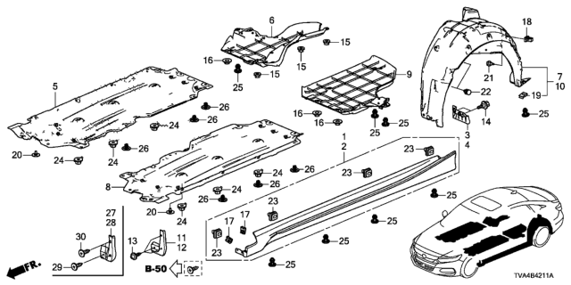 2019 Honda Accord Cover, R. FR. Floor (Lower) Diagram for 74511-TVA-A00