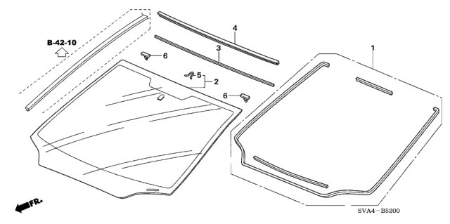 2009 Honda Civic Rubber Set, FR. Windshield Dam Diagram for 04731-SVA-A00