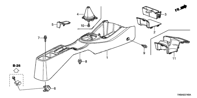 2013 Honda Fit Lid, Console *NH167L* (GRAPHITE BLACK) Diagram for 83403-TK6-A11ZA