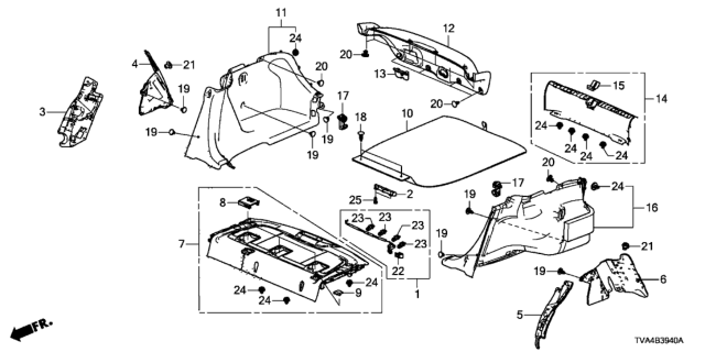 2019 Honda Accord Rear Tray - Side Lining Diagram