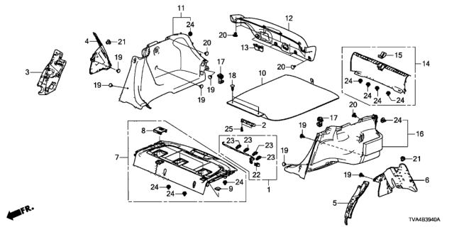 2018 Honda Accord Rear Tray - Side Lining Diagram