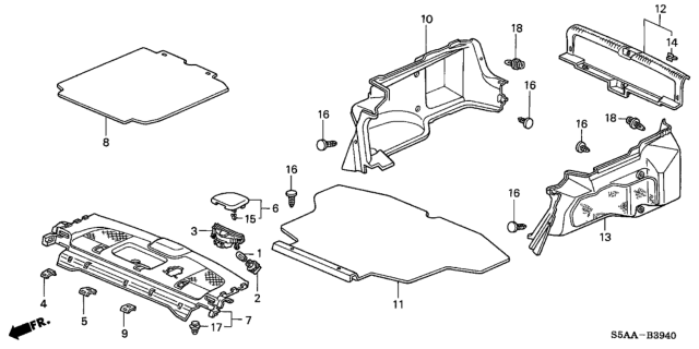 2004 Honda Civic Rear Tray - Trunk Garnish Diagram