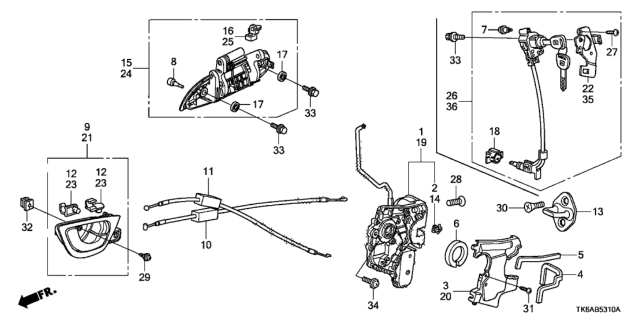 2013 Honda Fit Handle Assembly, Passenger Side Door (Outer) (Premium Cosmic Violet Pearl) Diagram for 72140-TK6-A51ZM