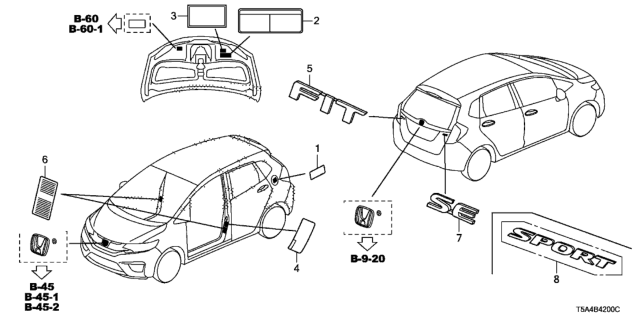 2016 Honda Fit Emblem, Rear (Fit) Diagram for 75722-T5A-003