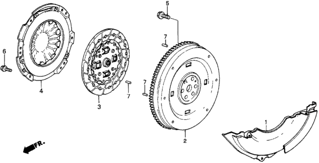 1987 Honda Civic 5 Door 4WD KA 5MT MT Clutch - Flywheel Diagram