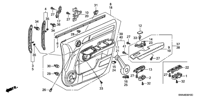 2009 Honda CR-V Front Door Lining Diagram