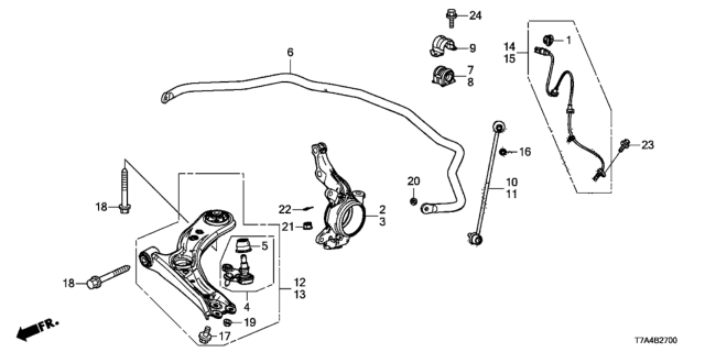 2020 Honda HR-V Spring, Front Stabilizer Diagram for 51300-T7X-A51