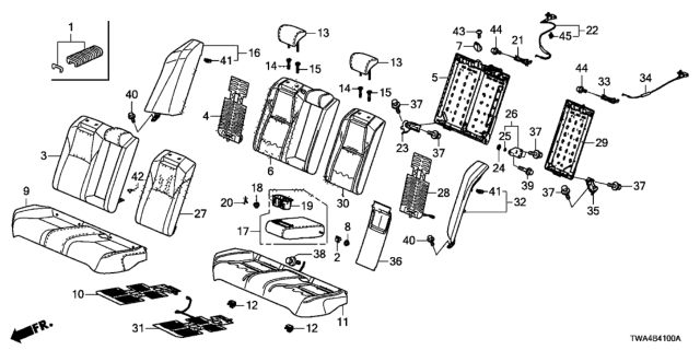 2018 Honda Accord Hybrid Headrest Assy., RR. *NH836L* (WISTERIA LIGHT GRAY) Diagram for 82140-TVC-A21ZC