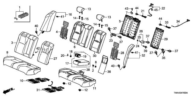 2018 Honda Accord Hybrid Armrest Assembly, Rear Seat Center (Platinum Gray) Diagram for 82180-TVC-A21ZB