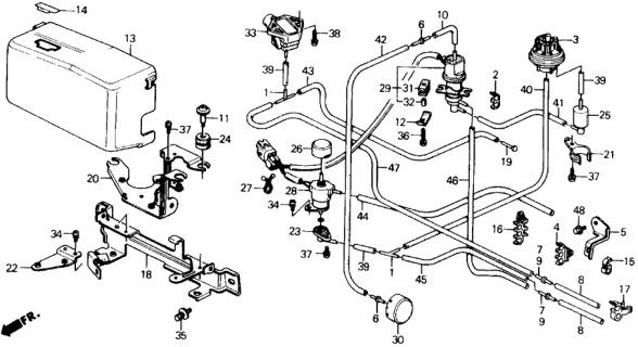 1989 Honda Civic 3 Door DX KL 4AT Control Device Stay Diagram