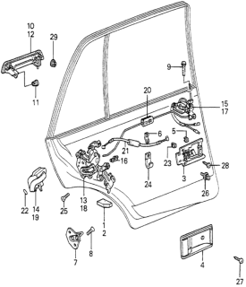 1980 Honda Accord Crank Assy., R. RR. Door Lock Diagram for 76420-688-000