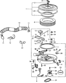 1981 Honda Civic Air Cleaner - Filter - Hot Air Pipe Diagram