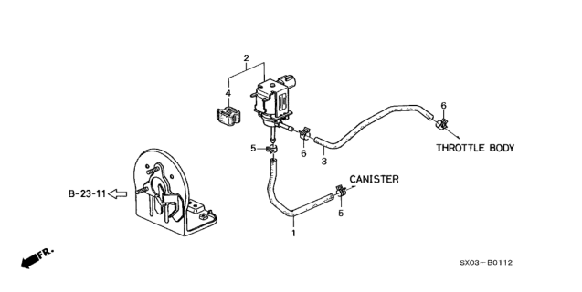 1998 Honda Odyssey 5 Door EX KA 4AT Purge Control Solenoid Valve Diagram