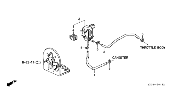 1998 Honda Odyssey Valve, Purge Control Solenoid Diagram for 36162-PEA-A01