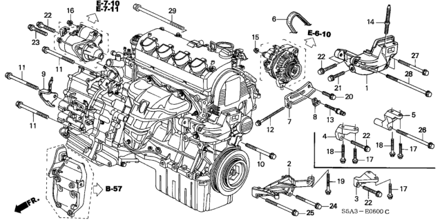 2002 Honda Civic Engine Mounting Bracket Diagram