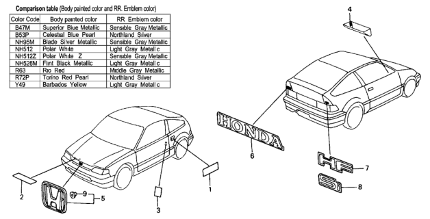 Emblem, Rear Diagram for 75712-SH2-000ZJ