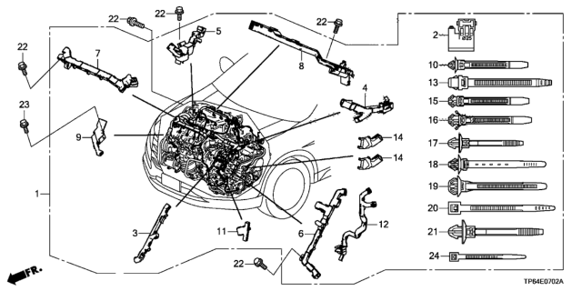 2013 Honda Crosstour 5 Door EXL (4WD) KA 6AT Engine Wire Harness (V6) Diagram